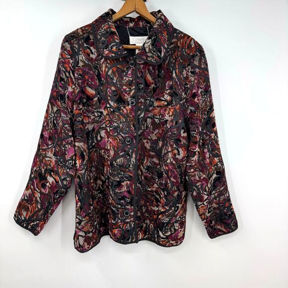 VTG Y2K CJ Banks Reversible Jacquard Jacket X XL Black Dark Romantic Artsy Vamp - Picture 1 of 9
